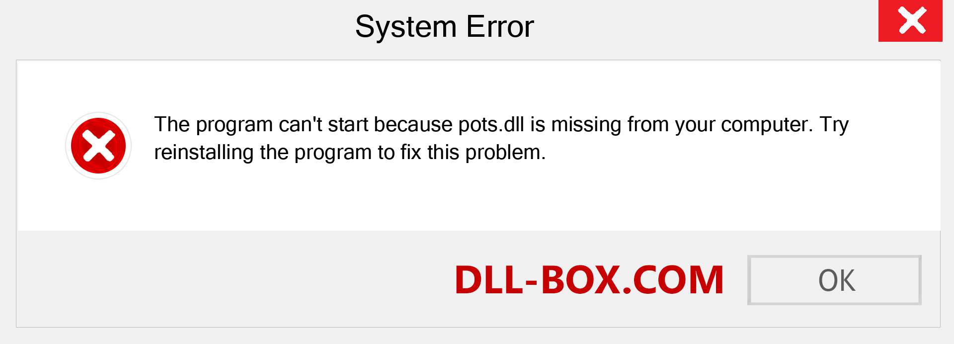  pots.dll file is missing?. Download for Windows 7, 8, 10 - Fix  pots dll Missing Error on Windows, photos, images